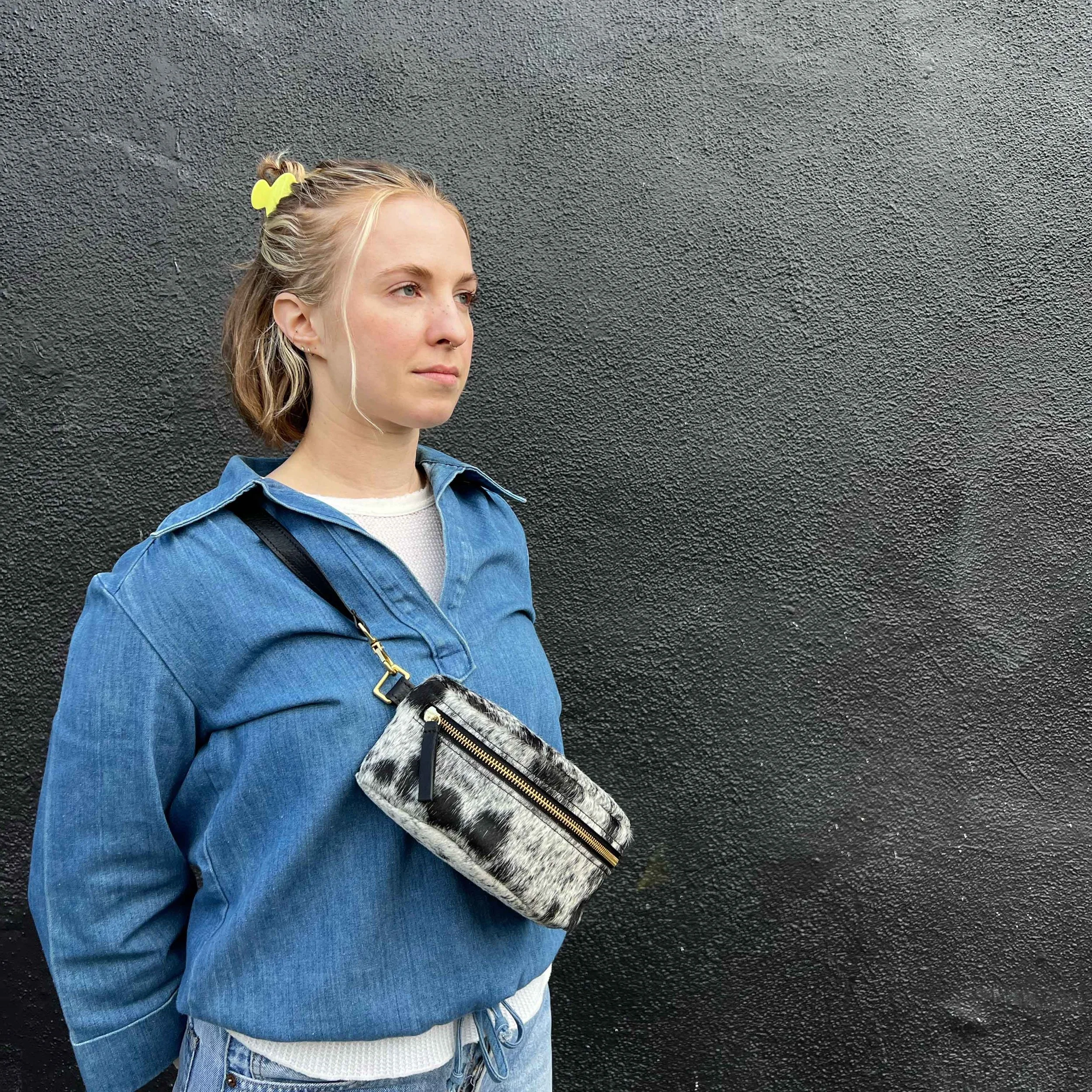 PRIMECUT: SALT + PEPPER COWHIDE BUM BAG